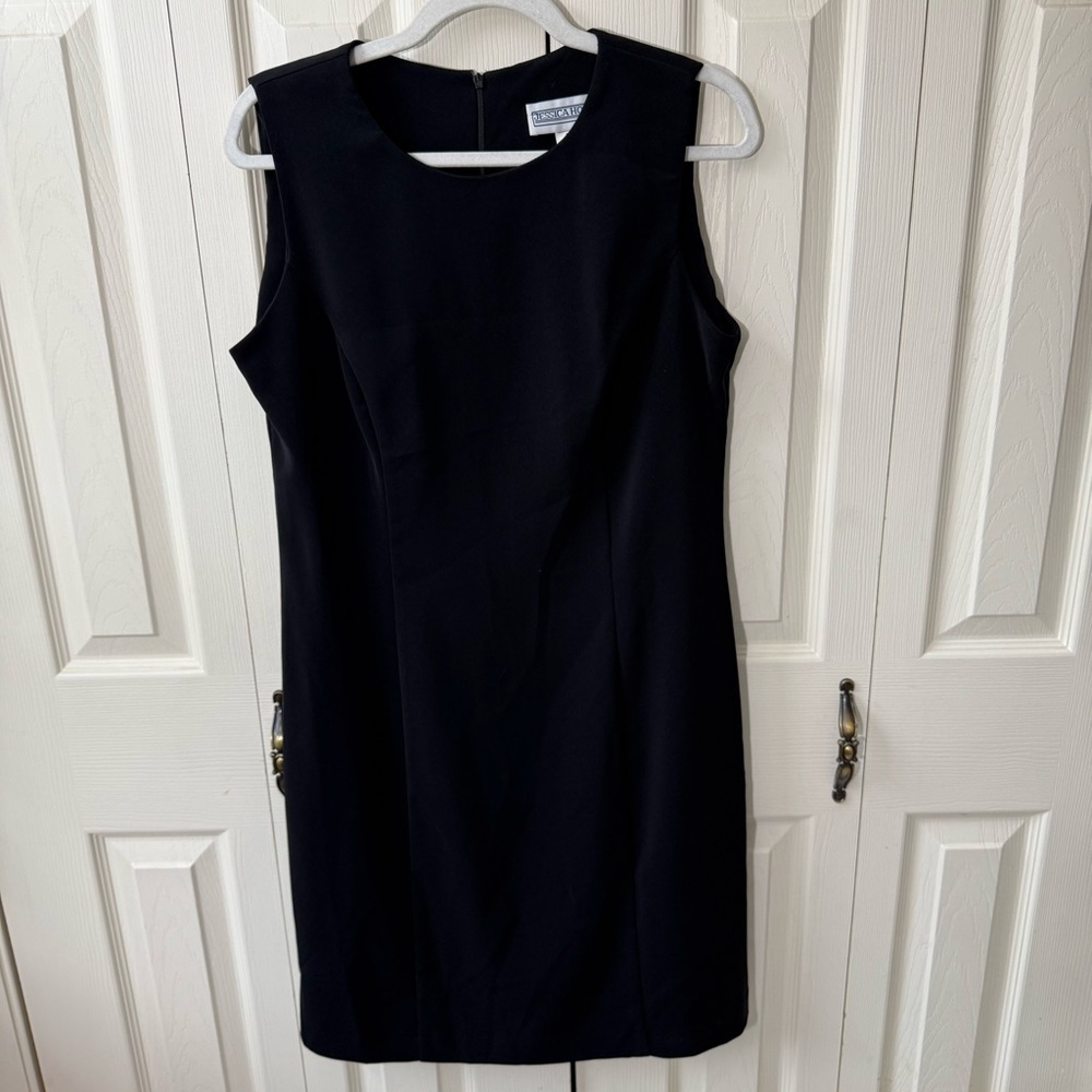 Jessica Howard Vintage Solid Black Sleeveless Sheath Dress Women’s size 12
